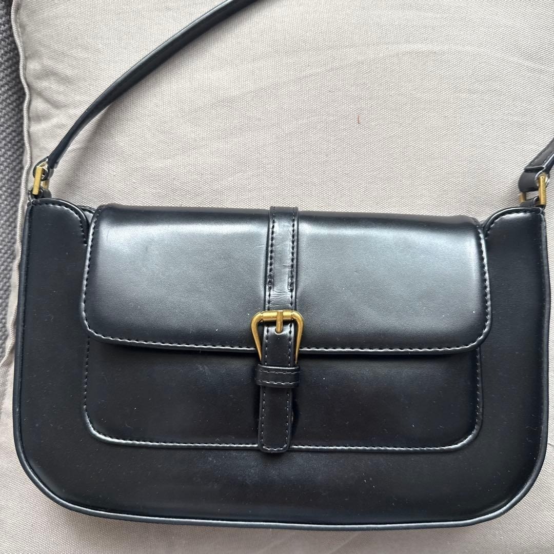 BY FAR Miranda Handbag Purse Leather in Black w/ Long Strap Used Good Condition