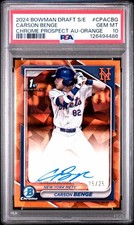 2024 Bowman Draft Sapphire Autograph Carson Benge #CPA-CBG Orange /25 PSA 10
