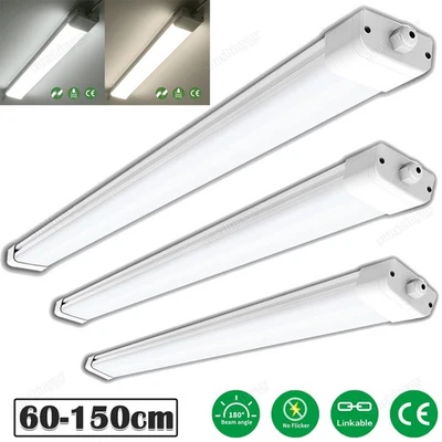 WZTO LED Feuchtraumleuchte IP65 Wannenleuchte Werkstattlampe Keller 60/120/150CM
