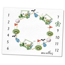 Print Baby Monthly Milestone Blanket Newborn Baby Boy Gender Neutral Golf Green
