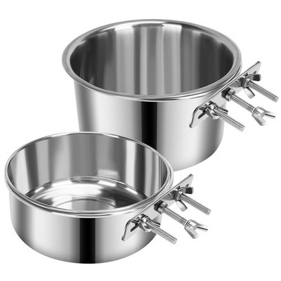 2 Pcs Large Dog Food Water Bowl for Cage with Upgraded Clamp Holder, Pet Kennel