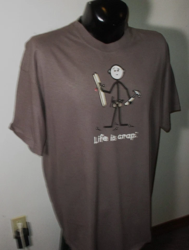 LIFE is CRAP Brown 100% Cotton Short Sleeve T-Shirt Men's Size XXL NWOT - Image 3 of 4