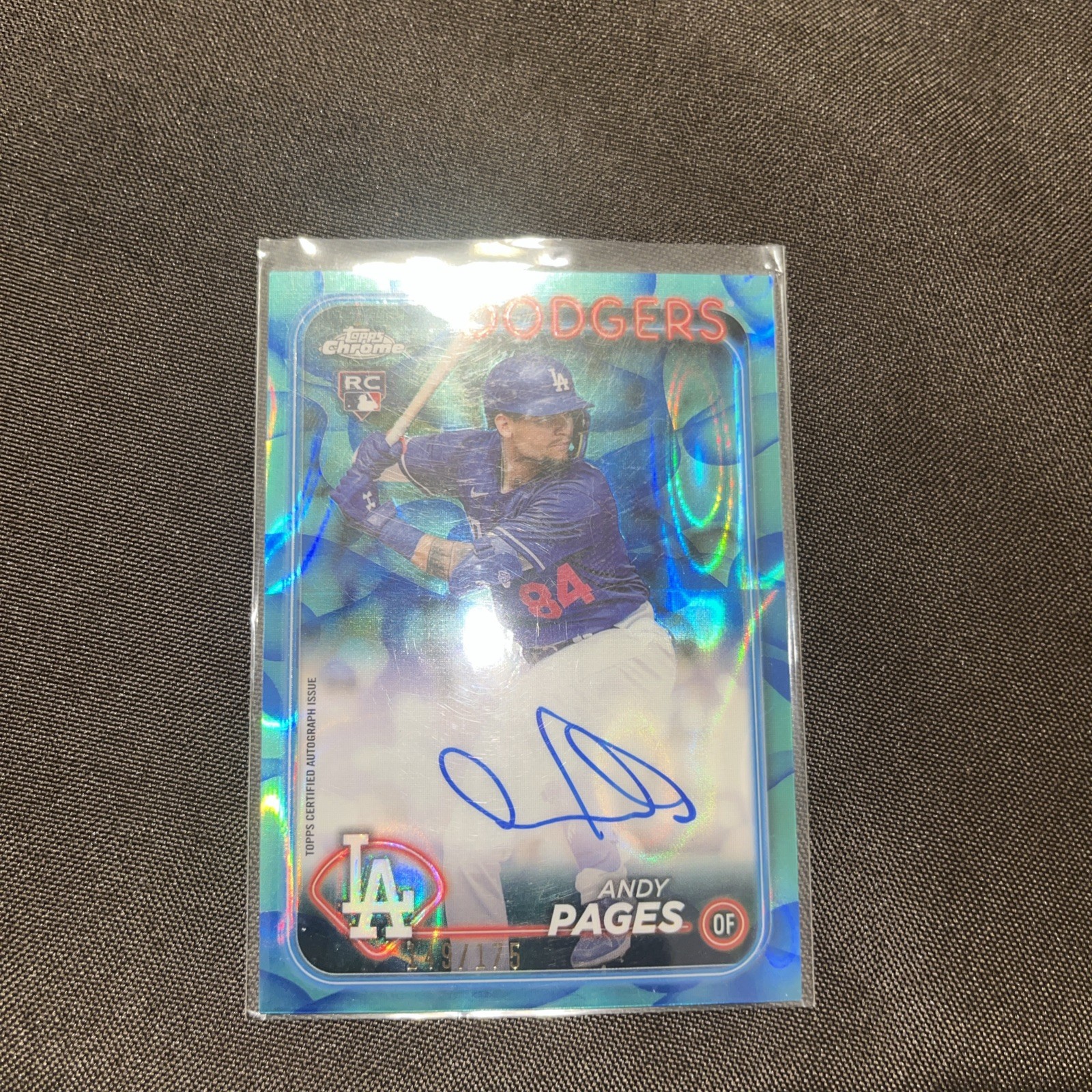 Andy Pages 2024 Topps Chrome Update Rookie Auto Lava Lamp Aqua/Blue RC /175