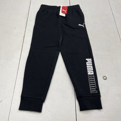 Puma Black Fleece Lined Side Logo Jogger Sweatpants Youth Boys Size 7