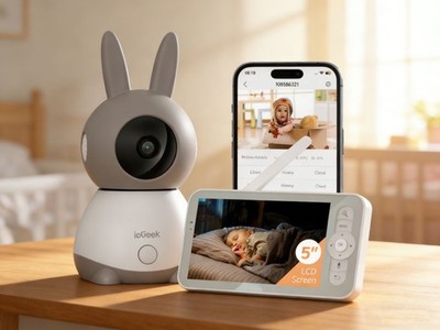 2K3MP ieGeek Babyphone mit Kamera PTZ 355° Cloud Speicher AutomatischeVerfolgung