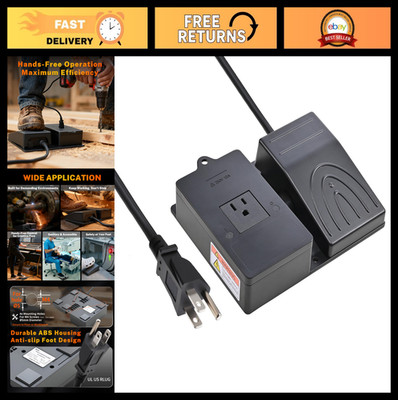 Foot Pedal Power Switch Outlet, Self-Locking ON/OFF Toggle, 6.5ft Cable, 250V 10