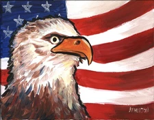 Atherton 11x14 Original Expressionism Acrylic Painting "PATRIOT" hand signed