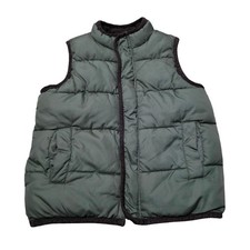 Crazy 8 Boys Puffer Vest Green and Brown Fleece Lined Zip Up Size 5-6 jacket