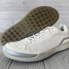 Ecco Men's White Leather Sneakers Golf Shoes Yak Leather Hybrid 44 Waterproof 10