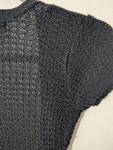 Black Sparkle Open Knit Cardigan Sweater, Girls Small 7/8 - Picture 7 of 8