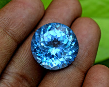 30 Ct Natural Santa Maria Blue Aquamarine Round Cut Certified Loose Gemstone