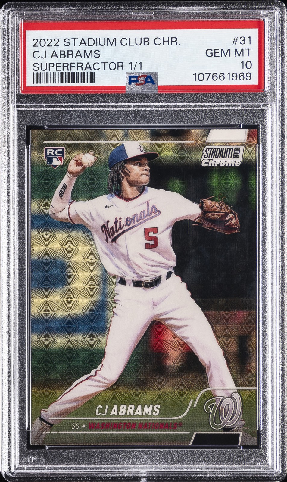 2022 TOPPS STADIUM CLUB CHROME SUPERFRACTOR 1/1 CJ ABRAMS ROOKIE RC 1/1 PSA 10