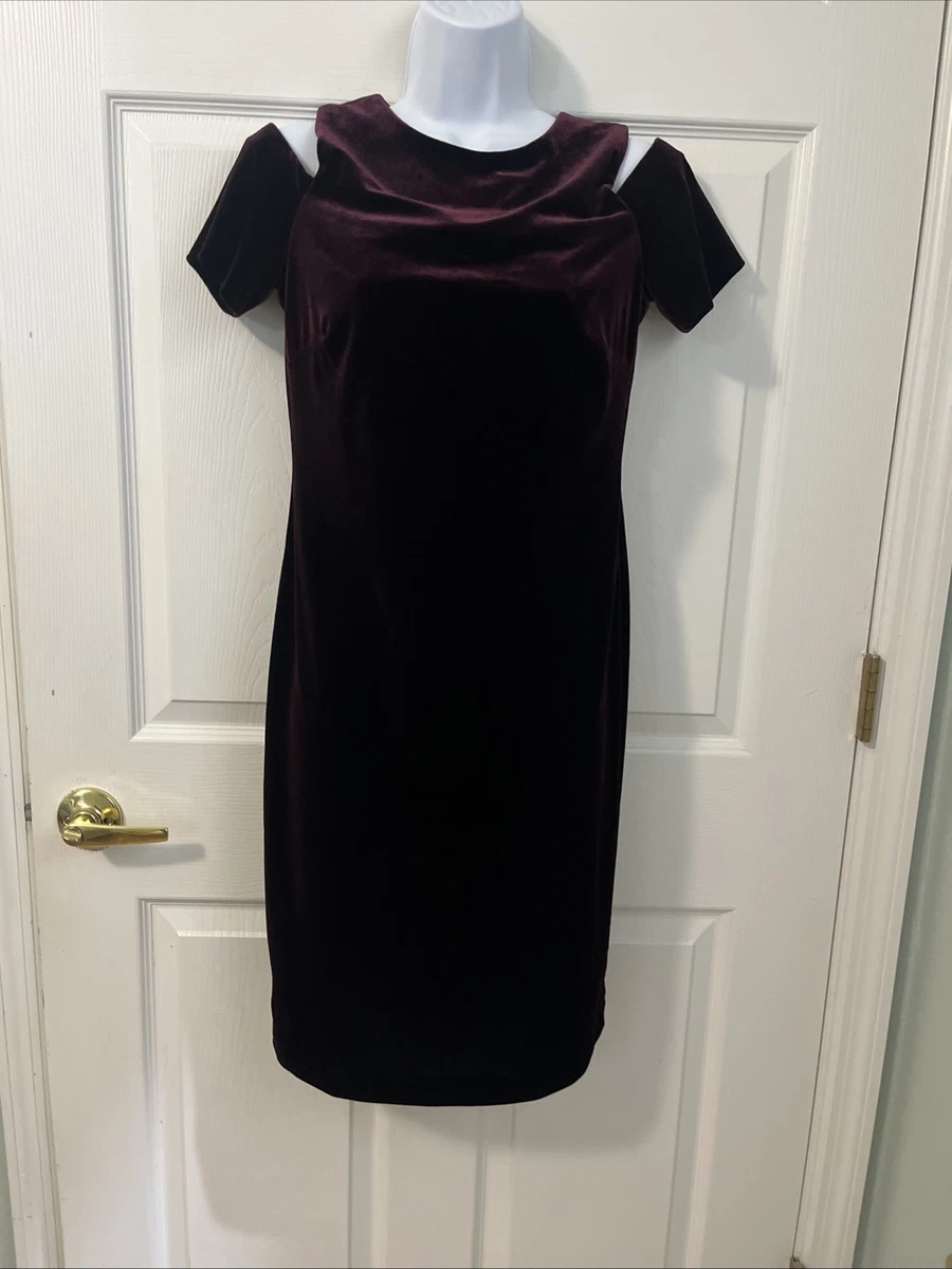 Calvin Klein Women's Plum/purple Soft Velvet Dress Cut Shoulder Size 6 |  eBay