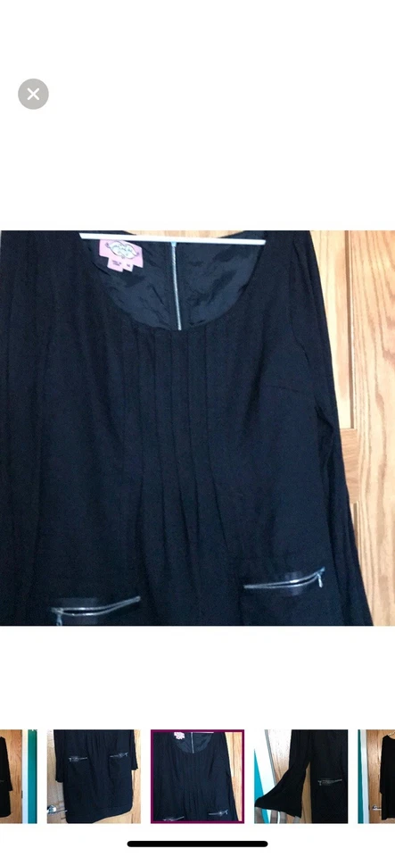 PHOEBE COUTURE WOMENS BLACK LONG SLEEVE WOOL DRESS- 14  - Image 3 of 4