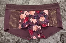 NWT VICTORIA'S SECRET PINK S FLORAL SHINE LOGO THICK BAND RARE BOYSHORT PANTIES