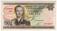 1972 Luxembourg 50 Francs 933967 Paper Money Banknotes Currency