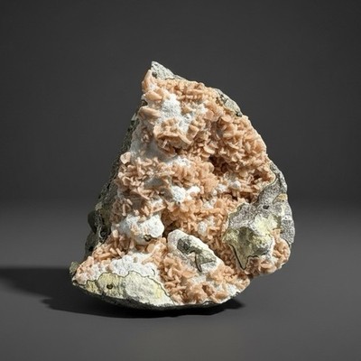 Peach Druzy Heulandite on Matrix | India | Rare Zeolite Mineral Collector