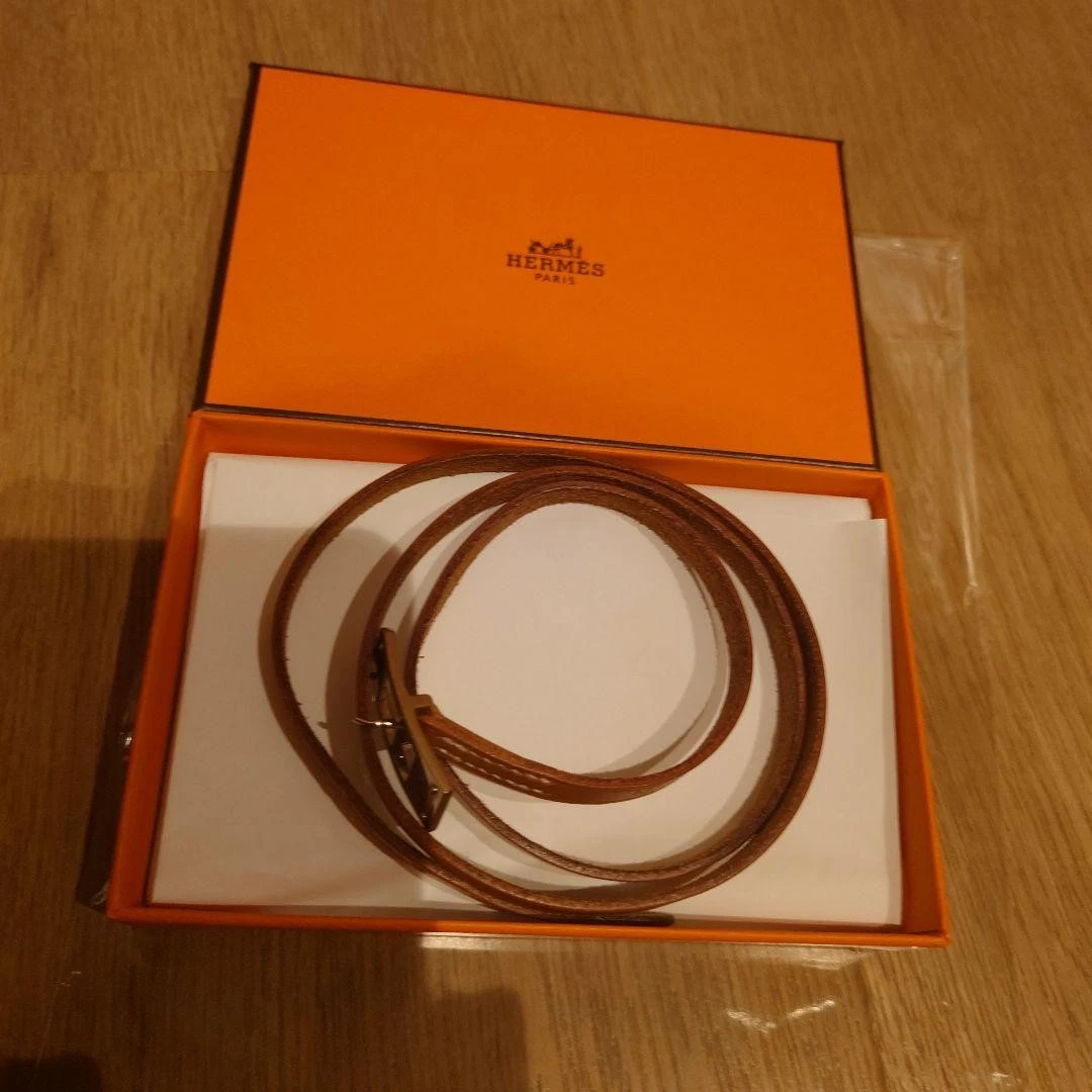 HERMÈS Bracciale Hermes pelle marrone ottimo usato senzala scatol fibbiao arg 8 0lici