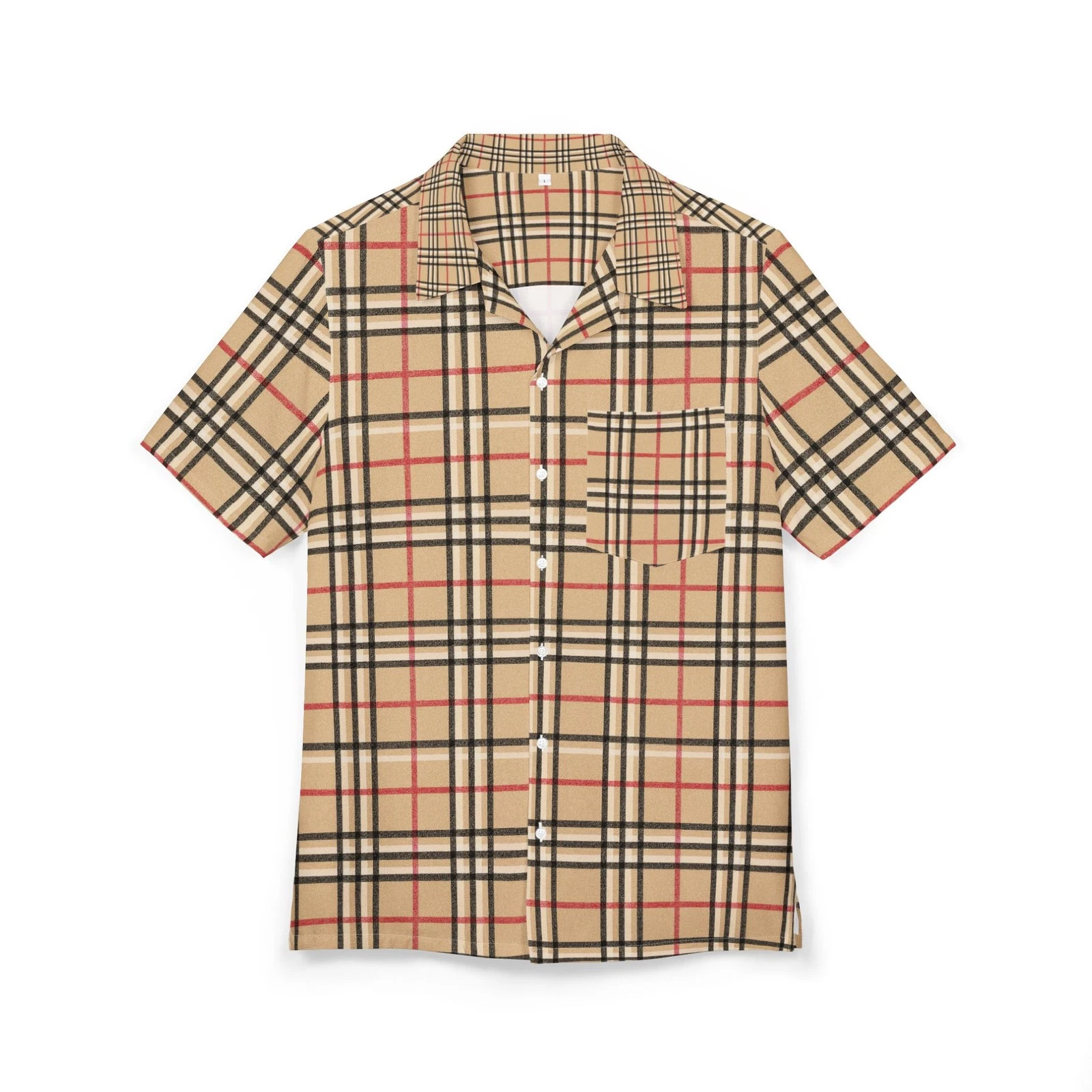 Unisex Hawaiian Plaid Button-Down Shirt, Casual Summer Top, Vacation Wear, Gift