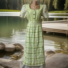 Vtg German Bavarian Dirndl Dress  Apron, Sz M D38   Trachten Oktoberfest Folk