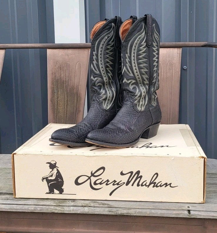 Larry Mahan Python Black Exotic Python Snakeskin … - image 1