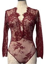 Teddy Body Frederick Of Hollywood Long Sleeve Lace Lingerie NWT