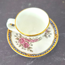 Falcon China Victoriana Floral Cup & Saucer Set Pink Blue Gold England