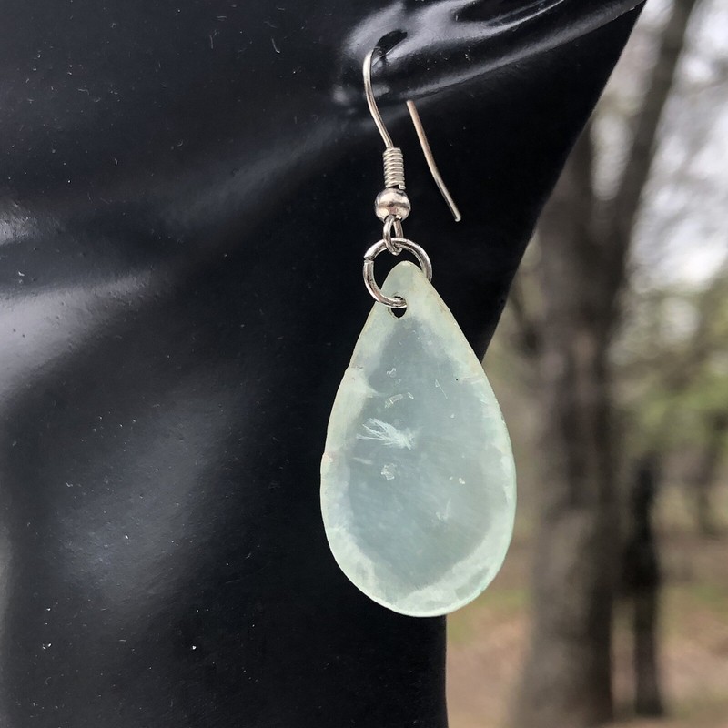 Lovely Teardrop Capiz Shell Dangle Earrings Ocean Nautical Beach Fashion