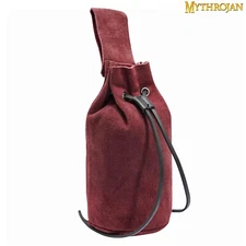 Medieval Suede Jewelry Pouch Cosplay Renaissance Coin Leather Belt Bag Wine Red