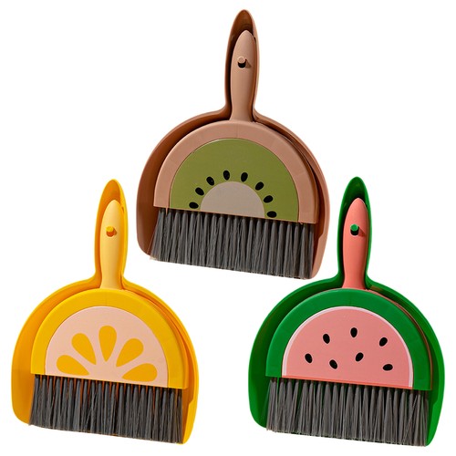2*Fruit Children's Broom Set 7.09x9.06 Inches Desktop Cleaning Handy Dust Broom