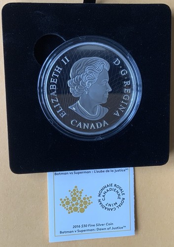 Moneda de plata fina 99,99 $30 2016 Batman v Superman “Dawn of Justice” Canadá como nueva - Imagen 6 de 9