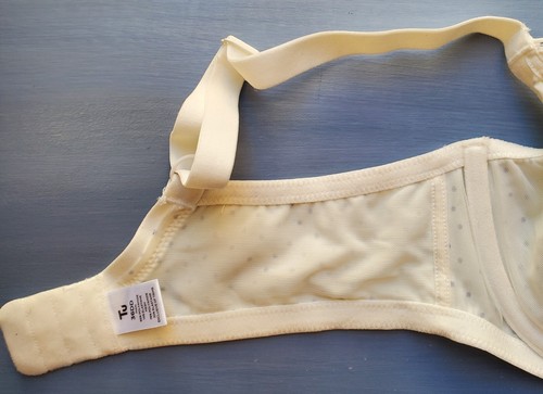 TU Unlined Balconette Underwire Bra 36DD White Grey Polka Dots 3 Part Cup - Picture 9 of 10