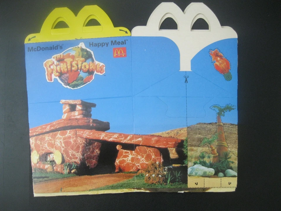 Los Picapiedra "Juego completo de caja de comida feliz" como nuevo McDonald's/Europa 1994 Foto 2 de 4