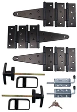 Double Door + Single Door Hardware Kit 5" Hinges HD Barrel Bolts T Handles