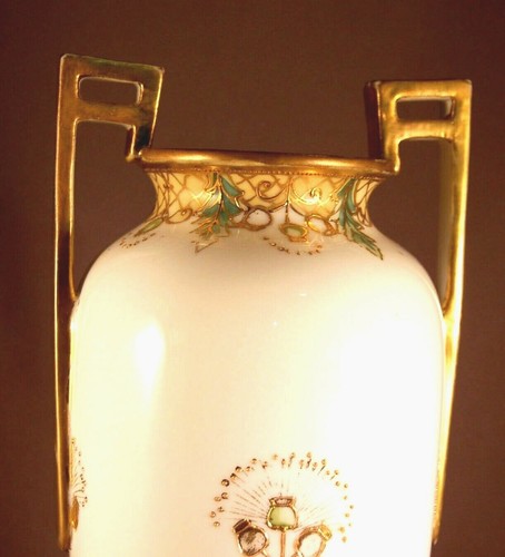 Green Mark handbemalte Nippon 10" Vase schwere vergoldete Arbeit & Mohnblumen! - Bild 4 von 4