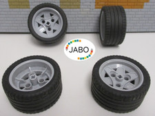 (N5/10) 4 x pneus Lego Technic roues avec jante 56x28ZR gris