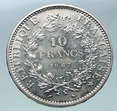 フランス　10フラン銀貨　1967年 1967 FRANCE Large HERCULES Motto VINTAGE Old Silver 10
