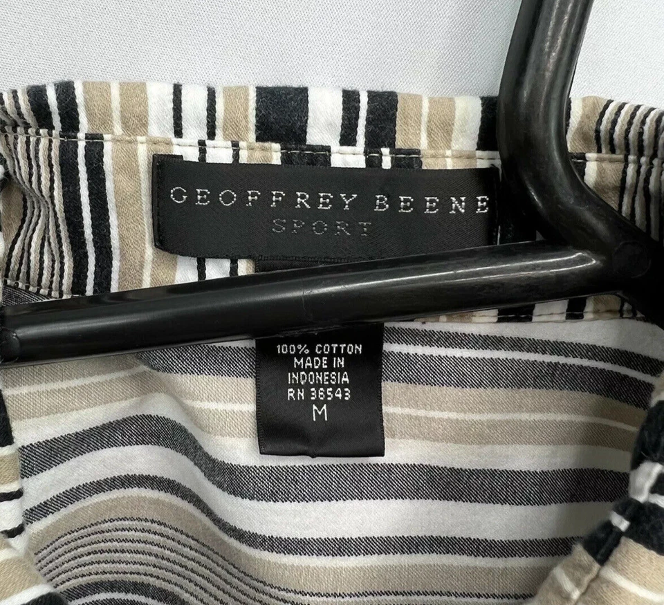 Camisa deportiva Geoffrey Beene para mujer mediana abotonada manga 3/4 multicolor a rayas Foto 3 de 4