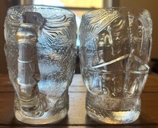 Two Luminarc Excalibur Las Vegas Knight Helmet Large Glass Mugs, Made In USA