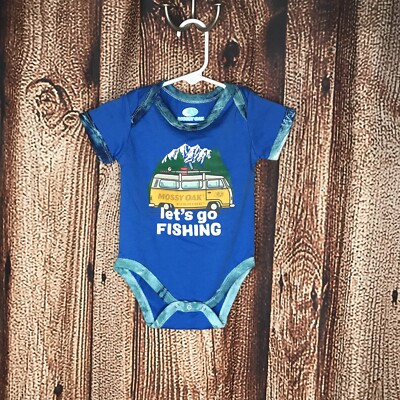 NWOT Mossy Oak 3-6 Months   Lets go Fishing  One Piece Outfit Creeper Romper