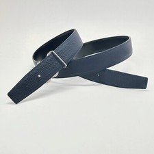 Handmade 32mm Reversible Blue Nuit / Black leather belt Free economy shipping