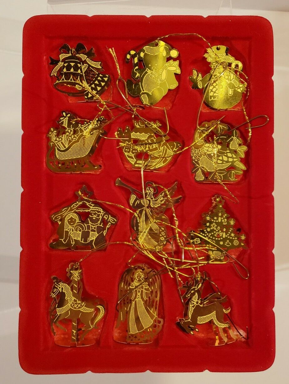 Mini Golden 12 Piece Ornament Set