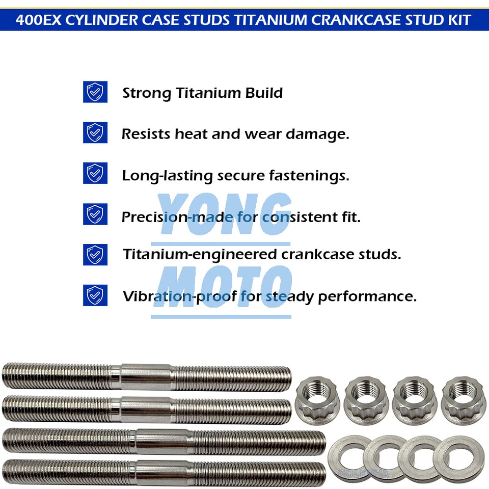 Titanium Cylinder Case Crankcase Studs Upgrade Kit for Honda TRX400X 2009, 12-14 - Image 2 of 4