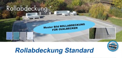 Rollabdeckung OVALBECKEN 6 x 3,20m grau für Standard Pool Schwimmbecken