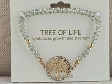 MIXIT Bracelet THE TREE OF LIFE Crystal Accent Gold Tone Stretched Wristband