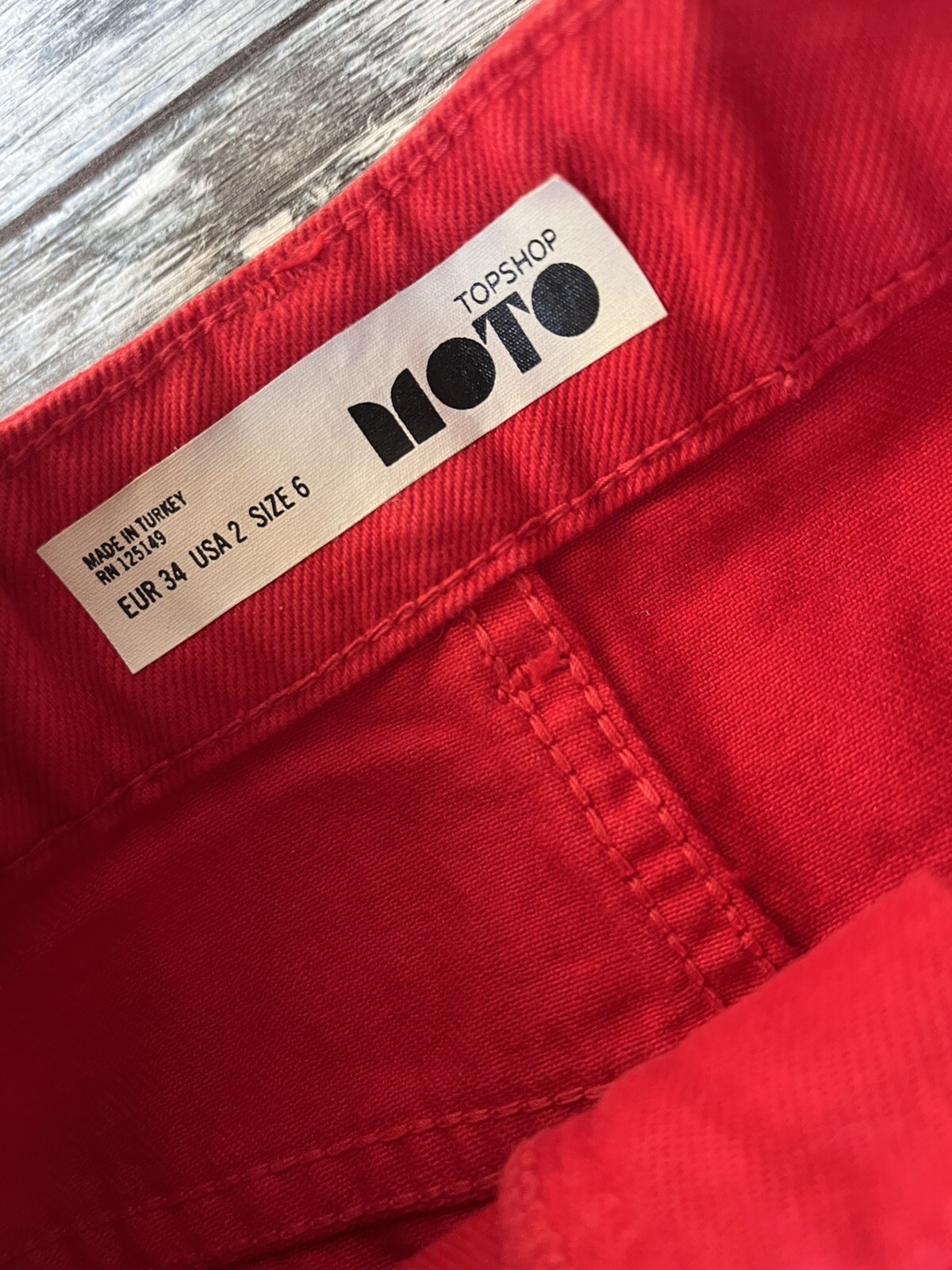 Size 6 Red Denim Mini Skirt Short Cute Distressed Festival