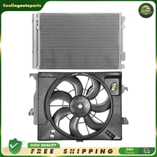 A/C Condenser & Radiator Cooling Fan Assembly For 2012-2013 Hyundai Veloster