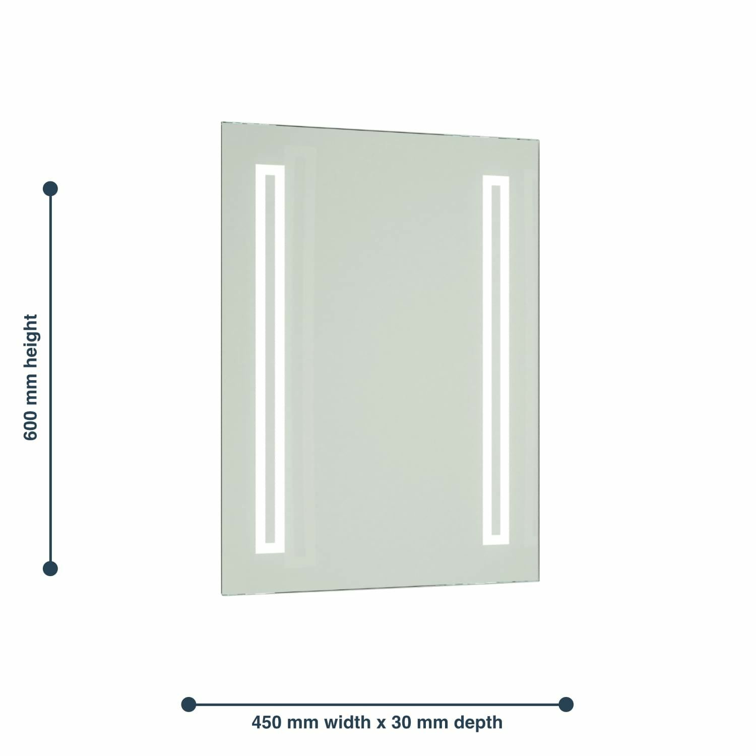 Battery Operated LED Illuminated Bathroom 600mm Mirror IP44 No Wiring