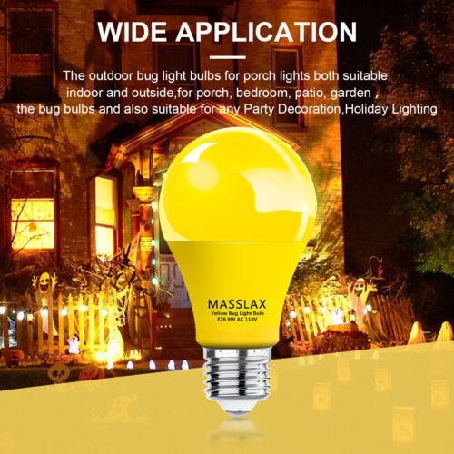 LED Bug Light Bulbs Outdoor,9W Amber Yellow Bug Light Bulbs - Picture 6 of 8