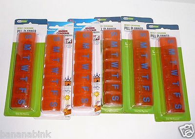 Lot Ezy Dose 7 Day Amber UV Protection Pill Reminder Box Case Medicine 67790